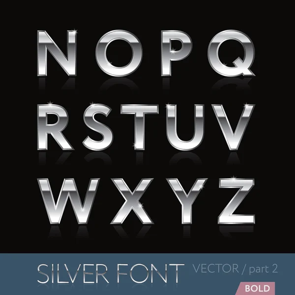 Silver (platinum, stainless, chrome) font - part 2 — Stock Vector