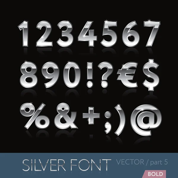 Silver (platinum, stainless, chrome) font - part 5 — Stock Vector