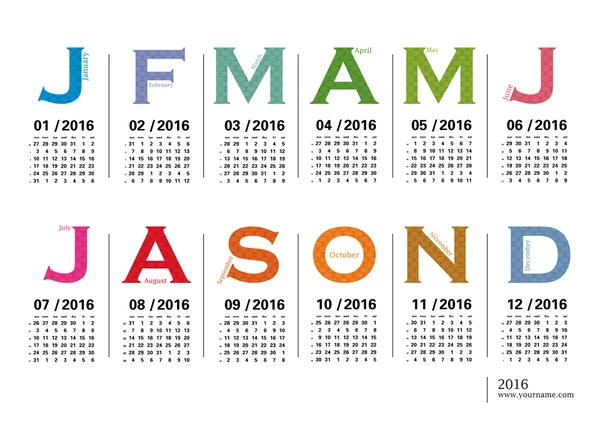 Calendrier Jazzy 2016 — Image vectorielle