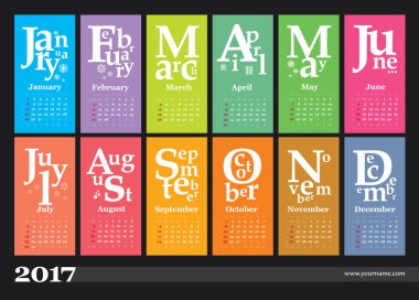 Jazzy creative calendar 2017 clipart