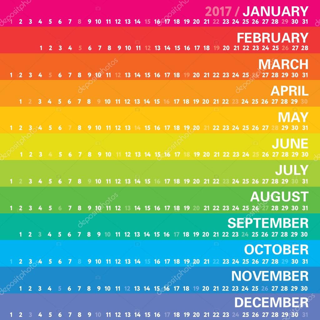 creative rainbow calendar 2017 stock vector olania 96318568 rainbow calendar