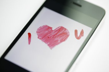 Handwritted ben seni seviyorum mesaj beyaz modern Smartphone