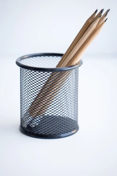 Lead pencils in metal pot — Stock Photo, Image