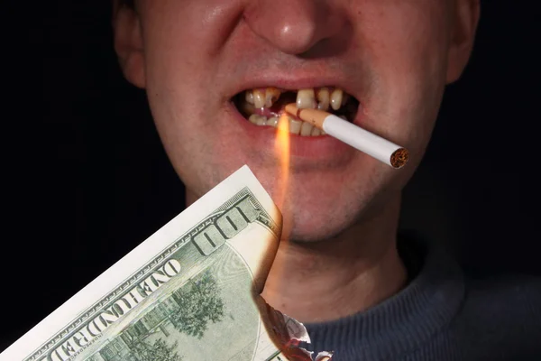 Dentes maus fumante — Fotografia de Stock