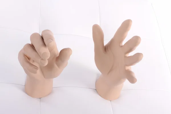 Hands up, hands of plastic mannequin doll — Stock Photo, Image