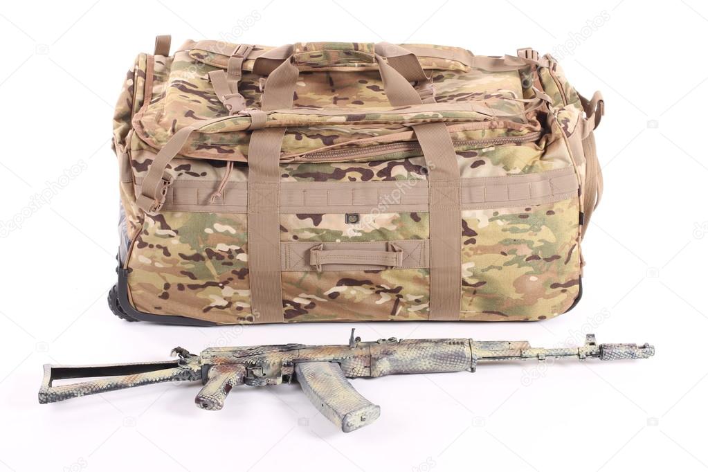 Camouflage military backpack - isolated on white