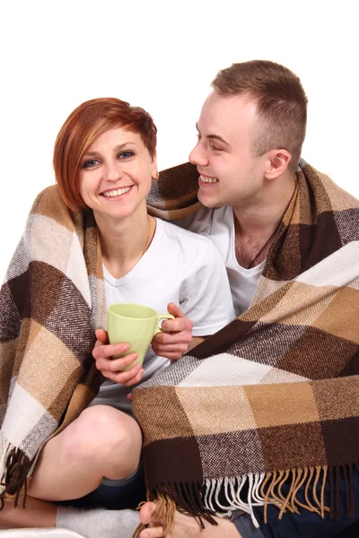 Young love couple  under the covers — Stock Photo, Image