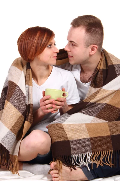 Young love couple  under the covers — Stock Photo, Image