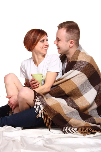 Young love couple  under the covers — Stock Photo, Image