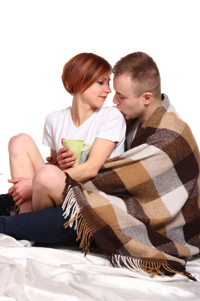 Young love couple  under the covers — Stock Photo, Image