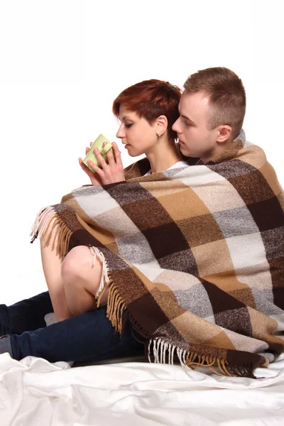 Young love couple  under the covers — Stock Photo, Image