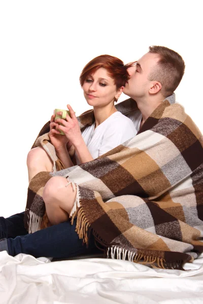 Young love couple  under the covers — Stock Photo, Image