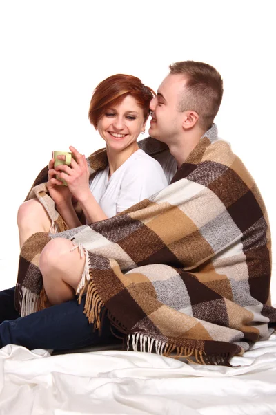 Young love couple  under the covers — Stock Photo, Image