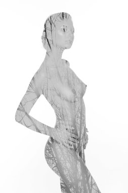 gerçeküstü bir illüstrasyon kadın ağaç