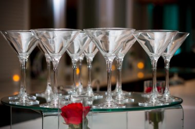 Boş martini gözlük bir dizi