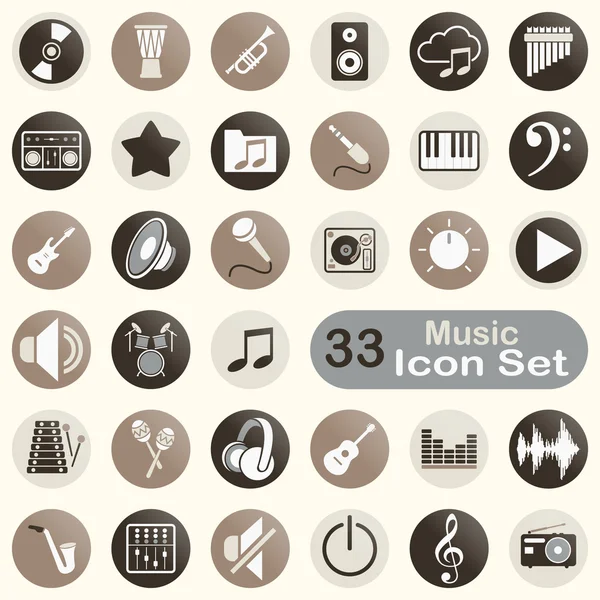 Conjunto de iconos de música redonda — Archivo Imágenes Vectoriales