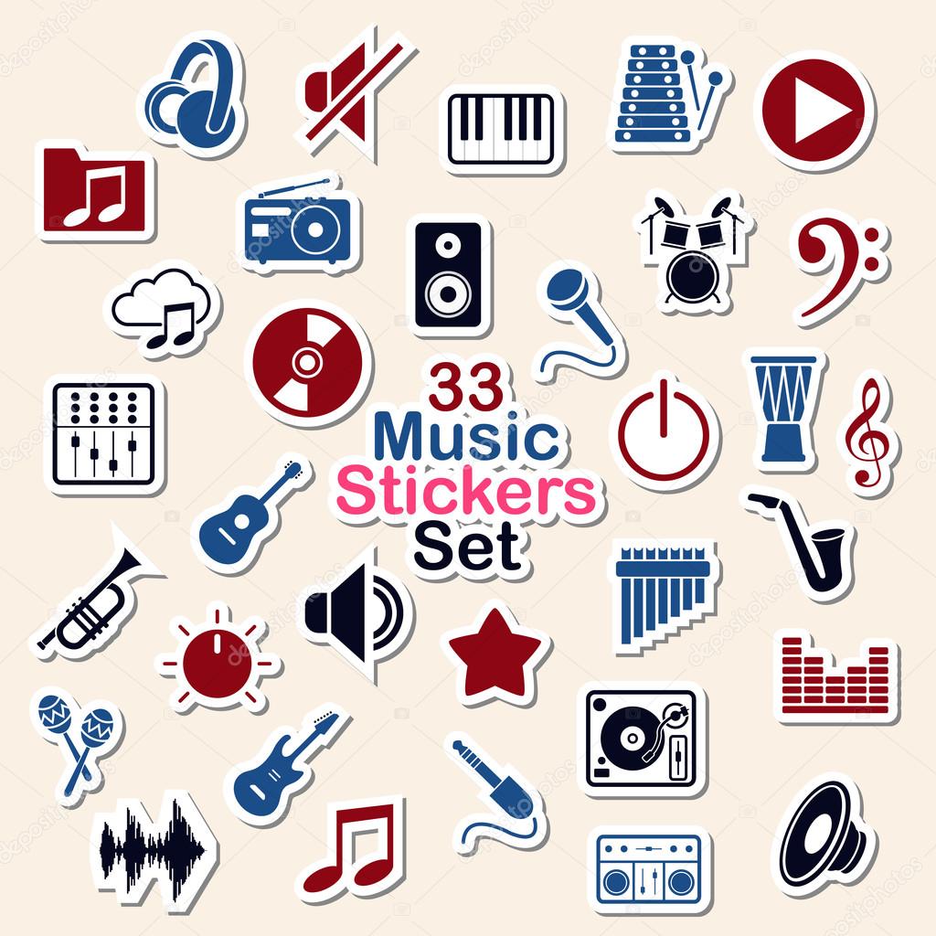 Set of music icon stickers Stock Vector Image by ©RusMobyus 61686503
