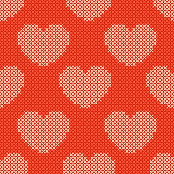 Valentinstag rot gestrickt nahtloses Muster — Stockvektor