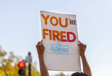 Beyaz Saray yakınlarındaki Siyah Yaşamlar Önemli Meydanı 'nda toplanan kalabalık, ABD seçimlerinin sonuçlarını kutluyor. Bir kadın elinde Trump için 
