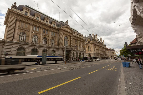 Lausanne Швейцарія 2010 Street View Place Saint Francois Featuring Historic — стокове фото