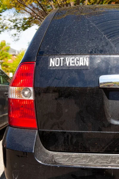 Funny Car Sticker Back Suv Says Vegan Way Express Vegan — Stock Photo, Image