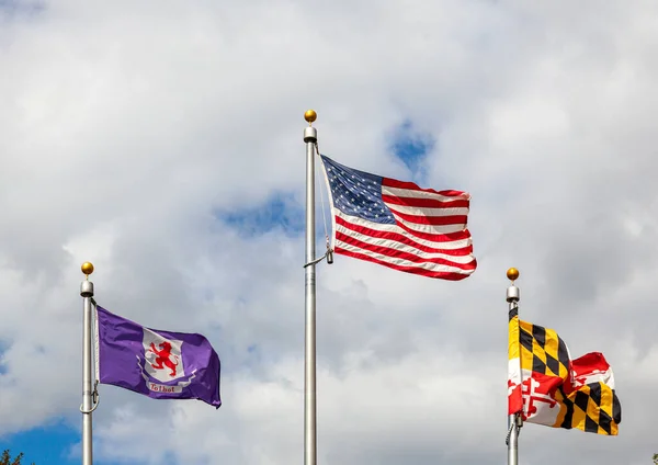 Vlajky Usa Státu Maryland Talbot County Vlní Bok Boku Vlajkové — Stock fotografie