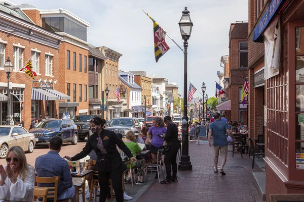 Annapolis Usa 2021 Straßenansicht Von Annapolis Maryland Mit Menschen Die — Stockfoto