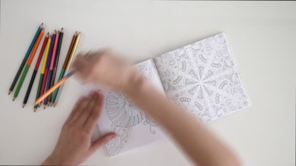 Adult anti stress coloring book — Stock Video