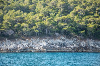 Hırvatistan 'ın kayalık kıyılarından manzara