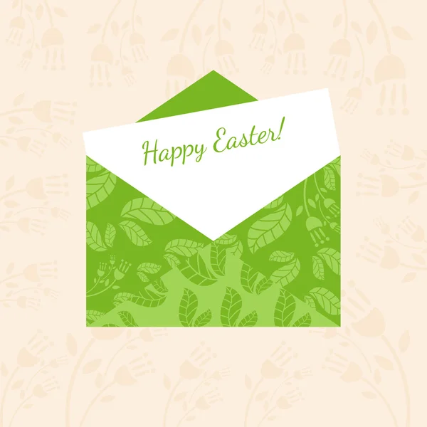 Concept Happy Easter envelope with flowers and eggs. Vector — Stock Vector