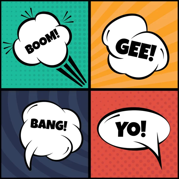 Set of comic bubbles and elements in pop art,with halftone shado — Stock Vector