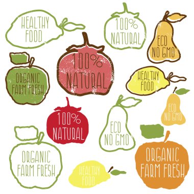 Elle çizilmiş Eko frendly etiket kümesi. Vektör çizim