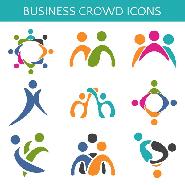 Ensemble d'icônes foule relation d'affaires. Illustration vectorielle — Image vectorielle