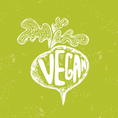 El çizimi pancar metin vegan ile çizilmiş. Vektör