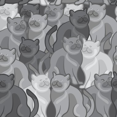 Sevimli çizgi kedi seamless modeli. Vektör çizim