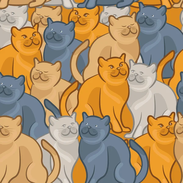 Modello senza soluzione di continuità di simpatici gatti dei cartoni animati. Illustrazione vettoriale — Vettoriale Stock