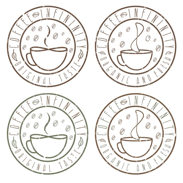 Vector conjunto de infinito de café etiquetas grunge vintage — Archivo Imágenes Vectoriales