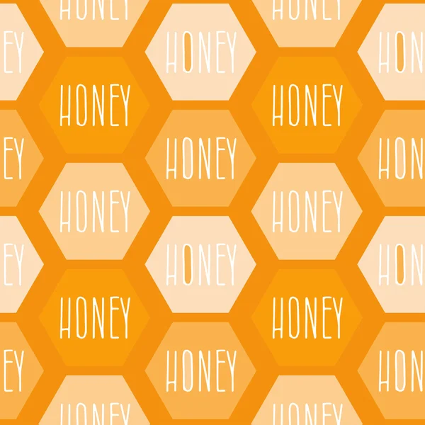 Naadloze patroon van abstracte vormen met tekst honingraat honing. V — Stockvector