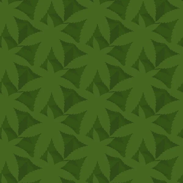 Seamless pattern of abstract leaves of marijuana. Vector illustr — Stock Vector