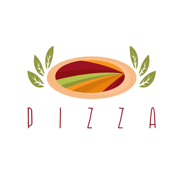 Pizza abstracta con hojas vector plantilla de diseño — Vector de stock