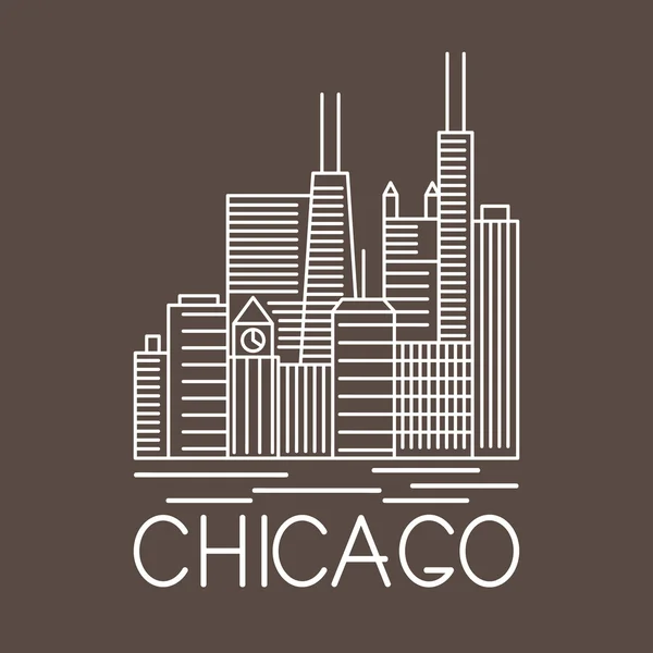 Chicago Illinois USA skyline line art vector illustration — Wektor stockowy