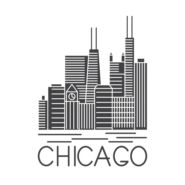 Chicago Illinois USA skyline line art vector illustration — Stockový vektor