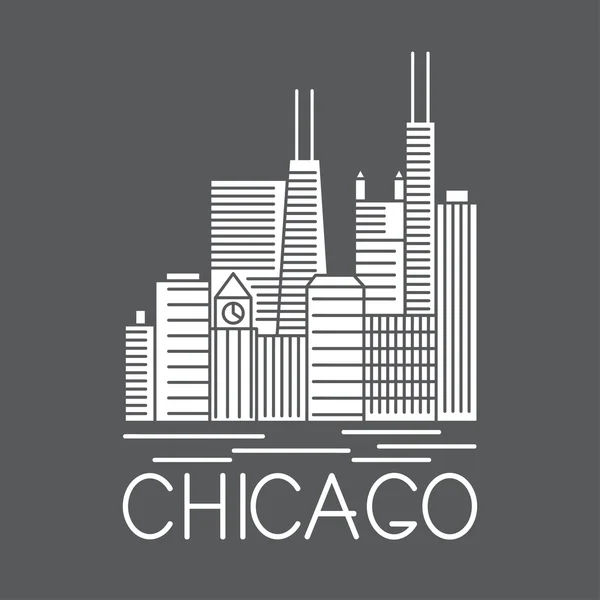 Chicago Illinois USA skyline line art vector illustration — 스톡 벡터