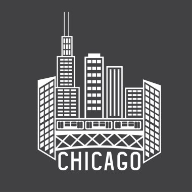 Chicago Illinois USA skyline vector design template