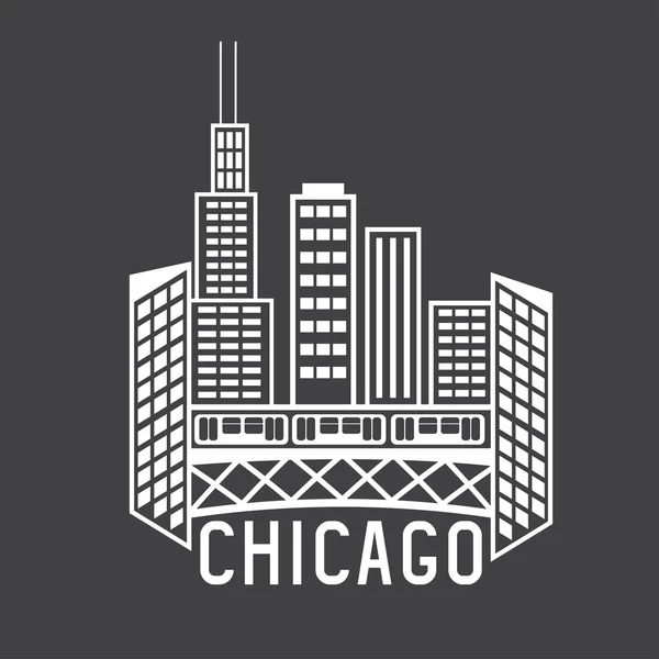 Chicago Illinois USA skyline vector design template — Wektor stockowy