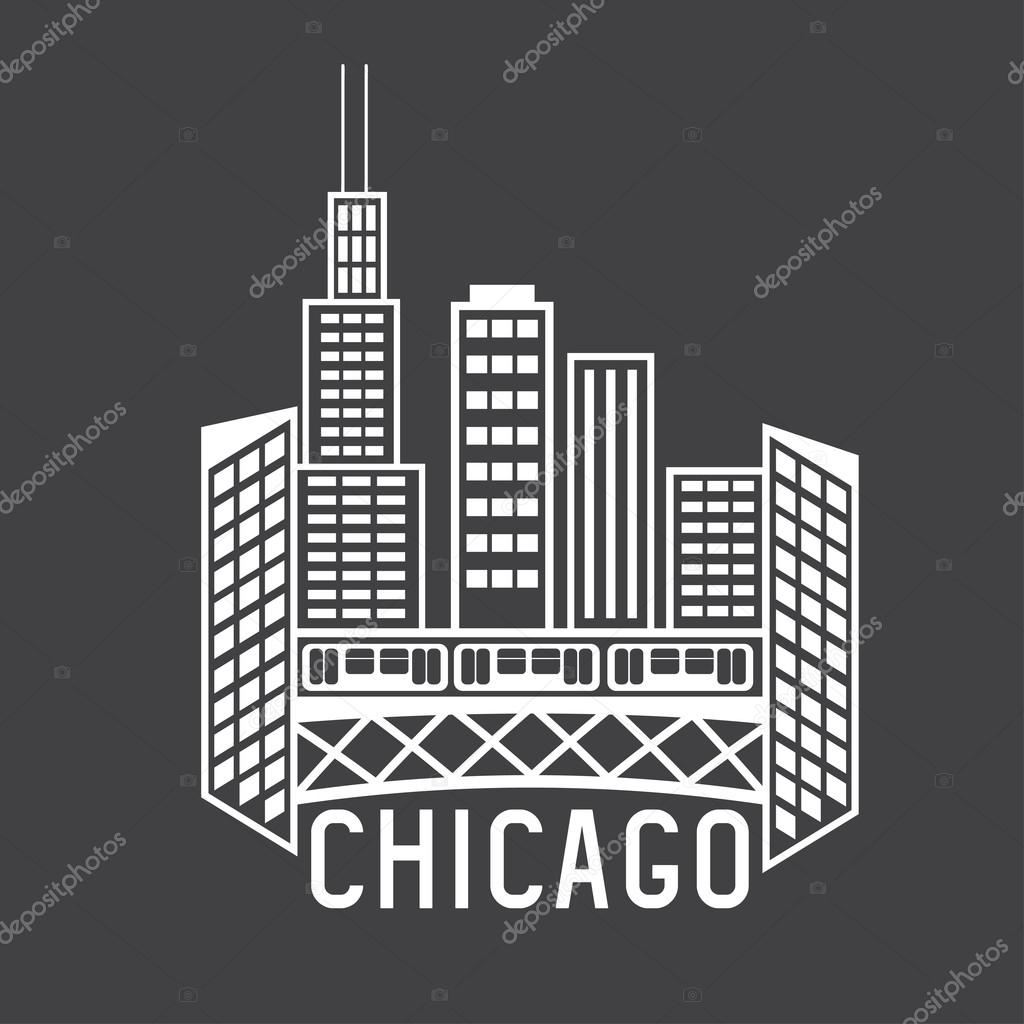 Chicago Illinois USA skyline vector design template