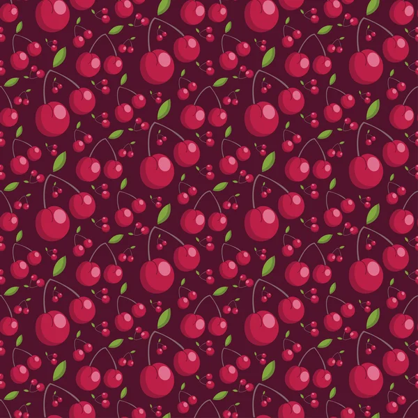 Seamless pattern of juicy cherries. vector illustration — Stock Vector