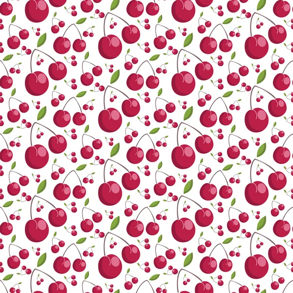 Seamless pattern of juicy cherries. vector illustration — Stock Vector