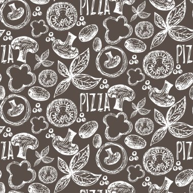 Lezzetli pizza domates, mozza ile Seamless Modeli el çekilmiş