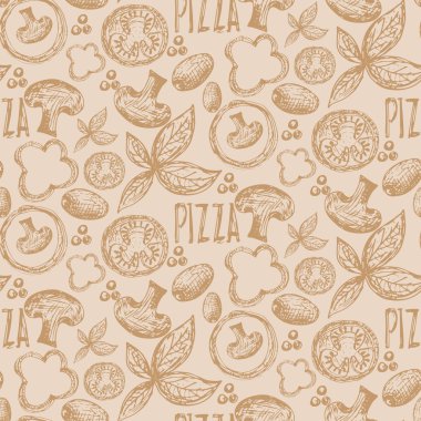 Lezzetli pizza domates, mozza ile Seamless Modeli el çekilmiş